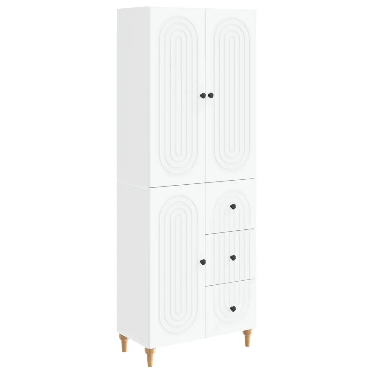 Cabinet Set 2 Pieces White Storage Furniture Shelves Drawers