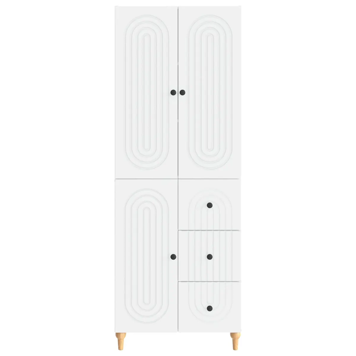 Cabinet Set 2 Pieces White Storage Furniture Shelves Drawers