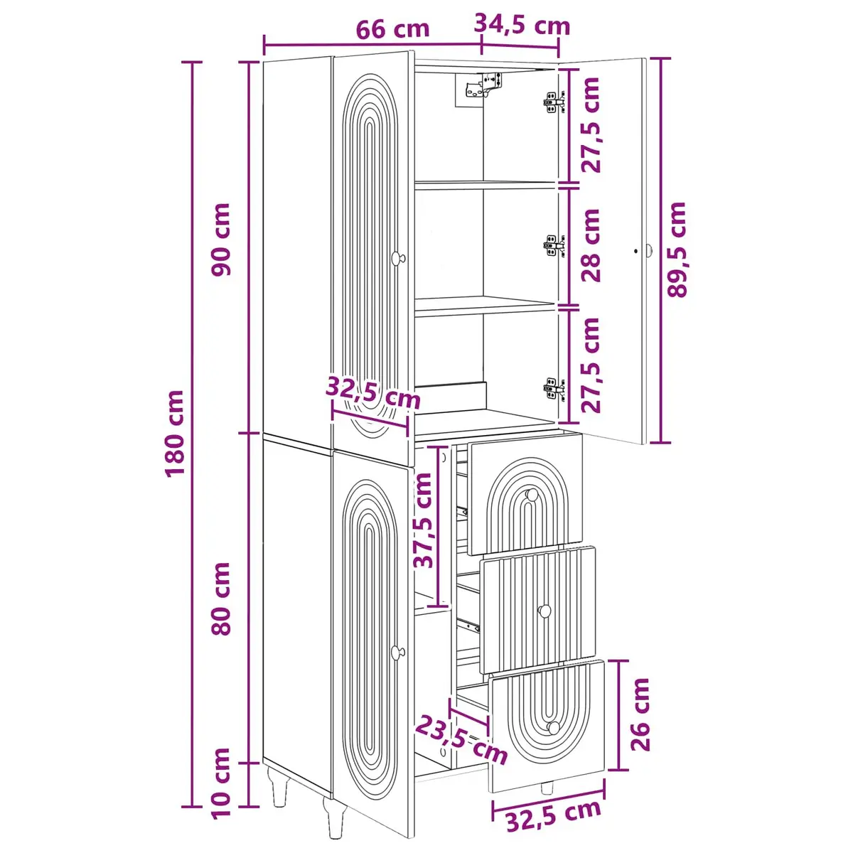 Cabinet Set 2 Pieces White Storage Furniture Shelves Drawers