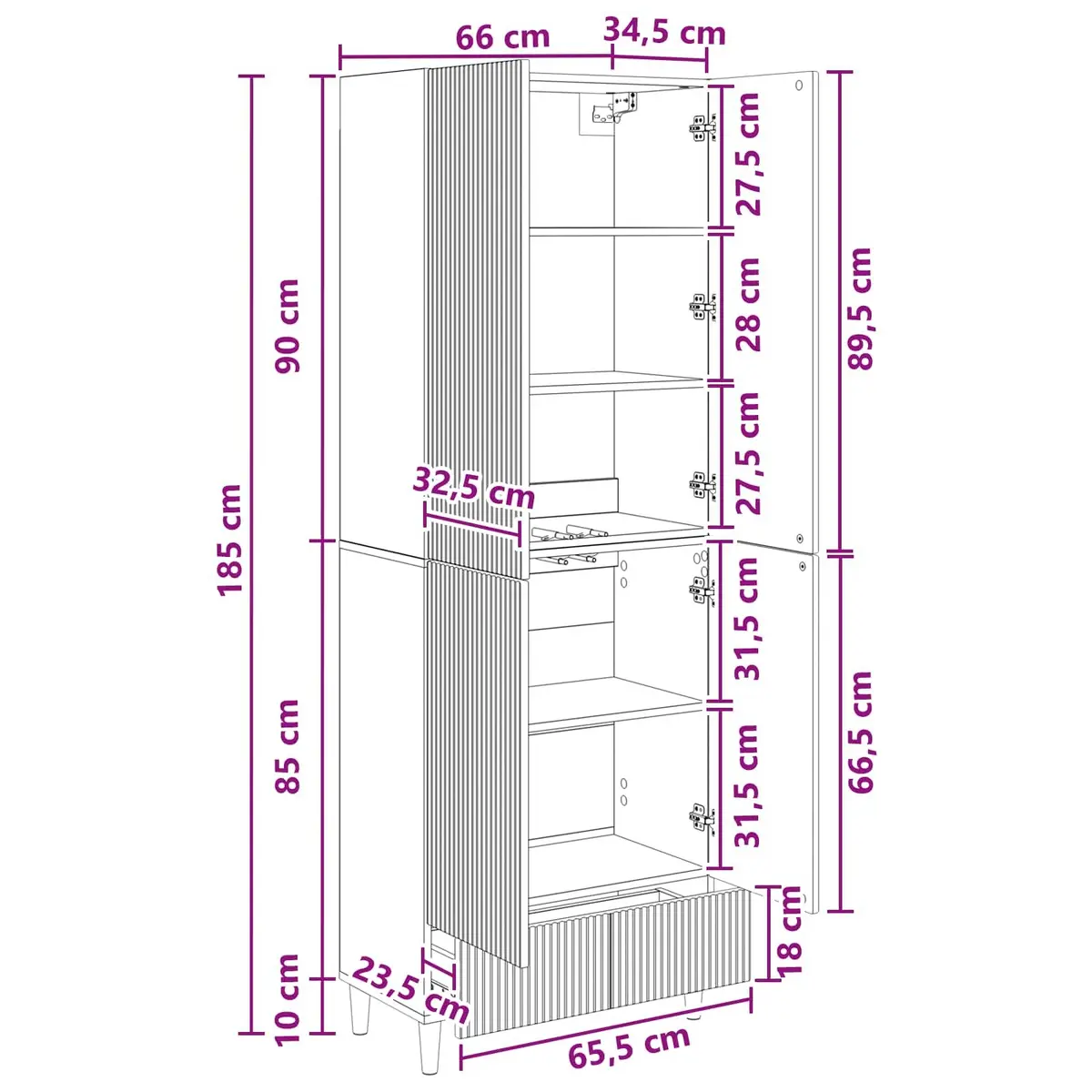 Engineered Wood Cabinet Set Storage Furniture 66x34.5x95cm