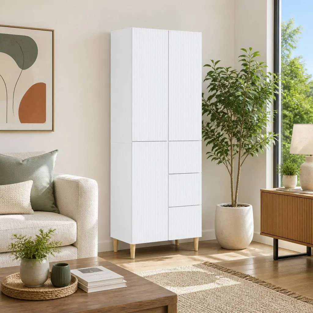 Cabinet Set 2 pcs Storage Furniture 66 x 34.5 x 90 cm White