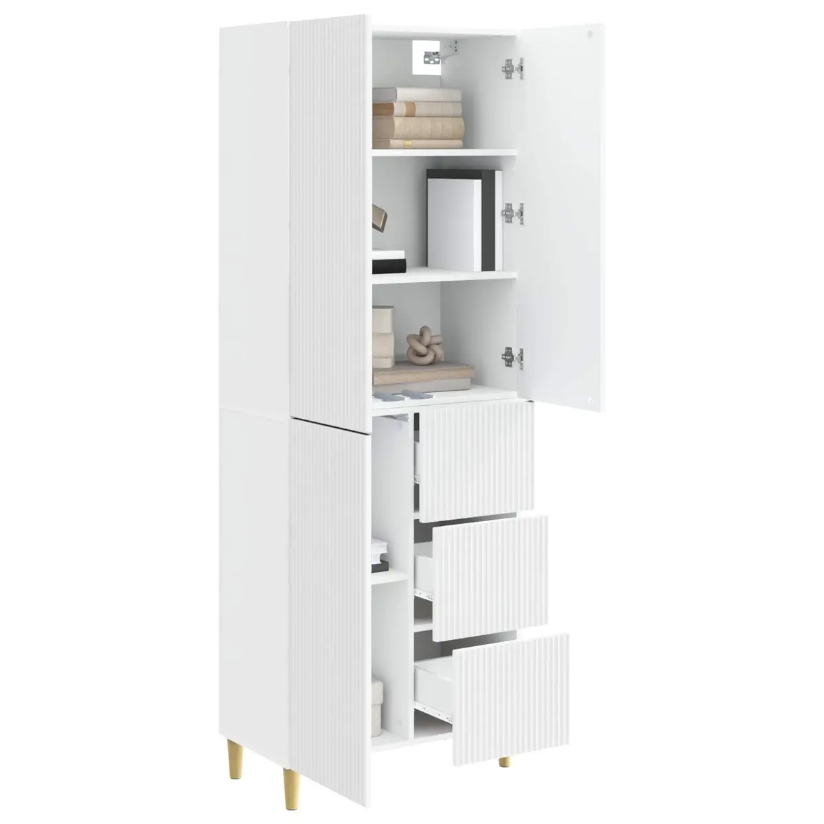 Cabinet Set 2 pcs Storage Furniture 66 x 34.5 x 90 cm White