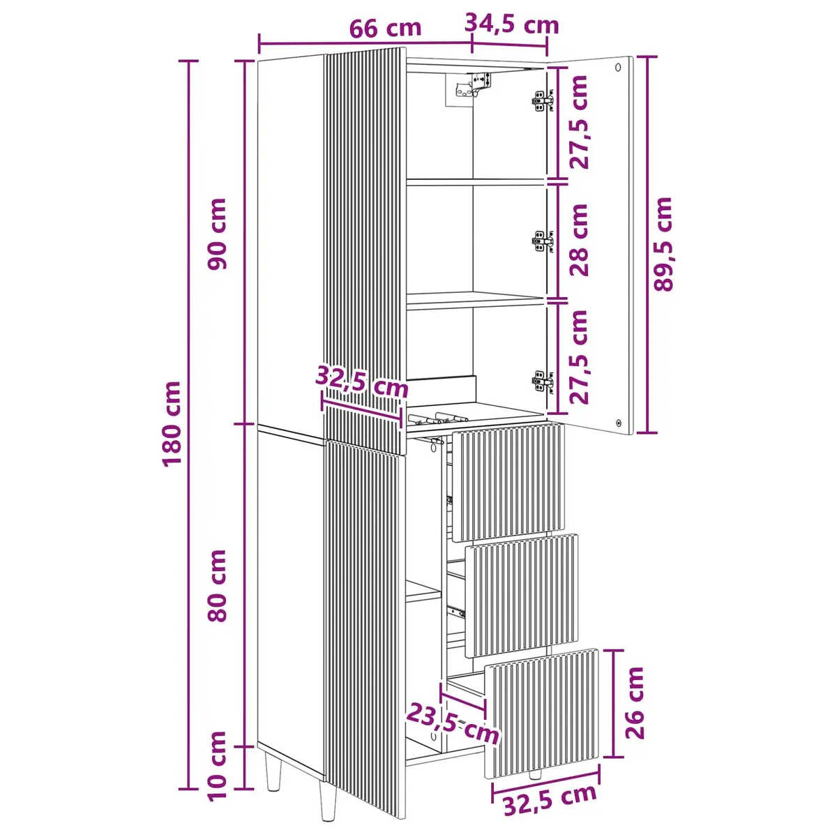 Cabinet Set 2 pcs Storage Furniture 66 x 34.5 x 90 cm White