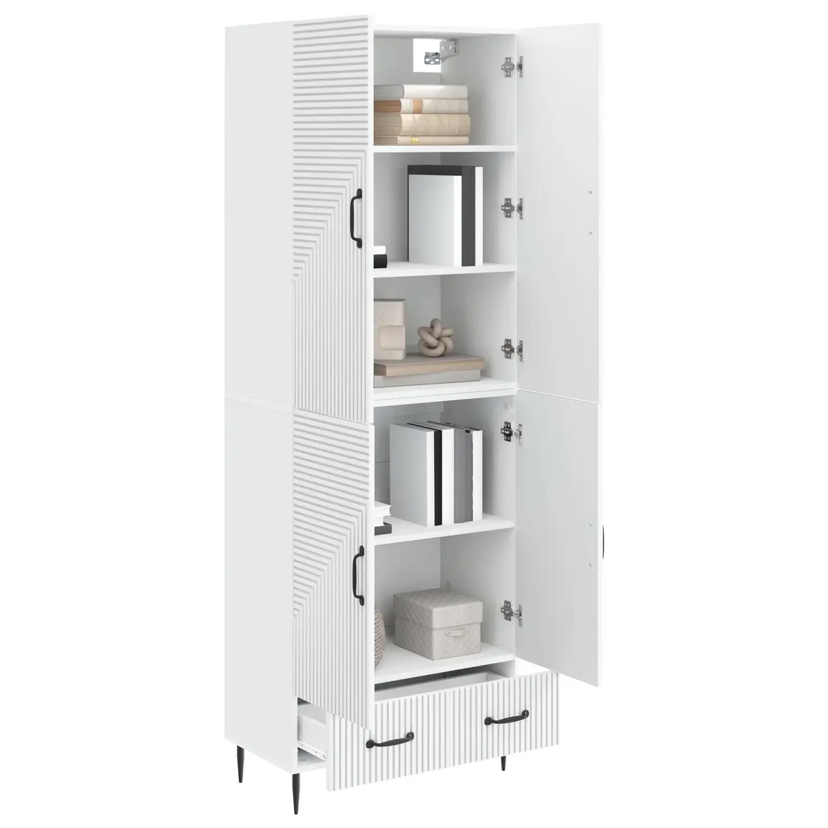 Storage Cabinet Set 2 Pieces Engineered Wood 66 x 34.5 x 95 cm
