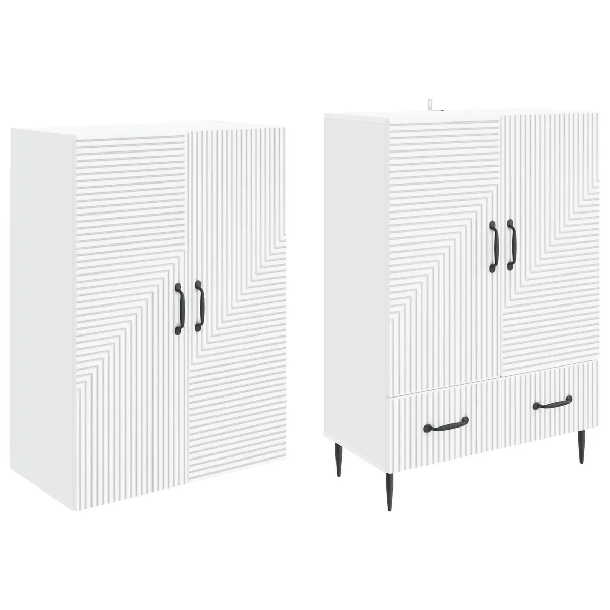 Storage Cabinet Set 2 Pieces Engineered Wood 66 x 34.5 x 95 cm