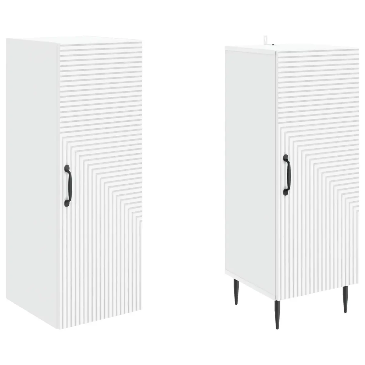 White Cabinet Set Storage Furniture 2 Pieces Engineered Wood Living Room Bedroom