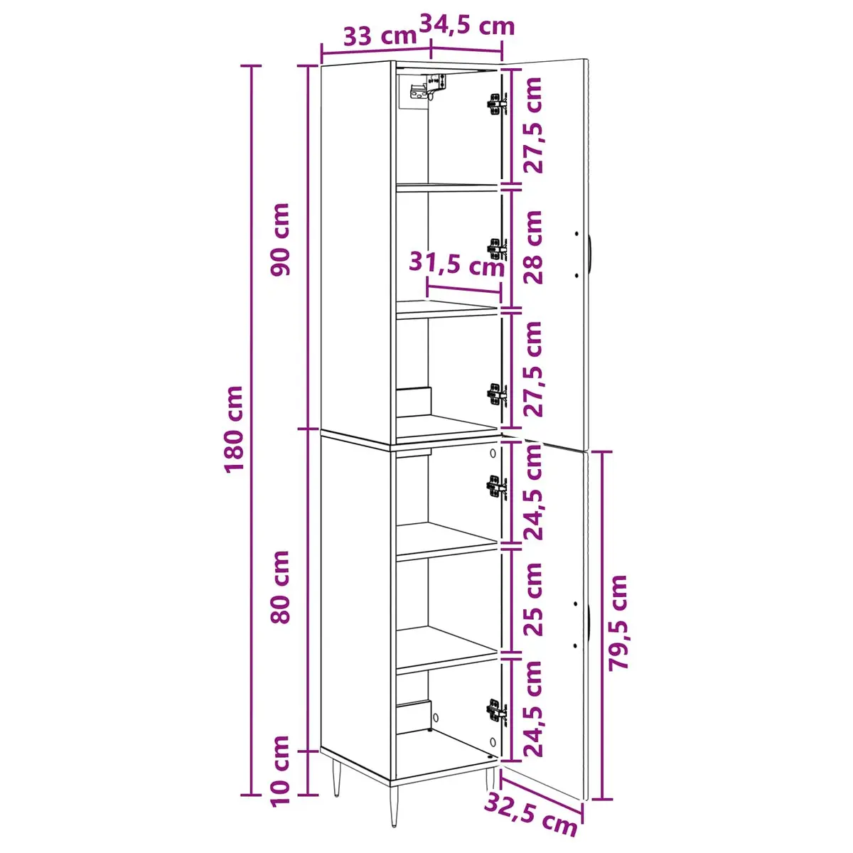 White Cabinet Set Storage Furniture 2 Pieces Engineered Wood Living Room Bedroom