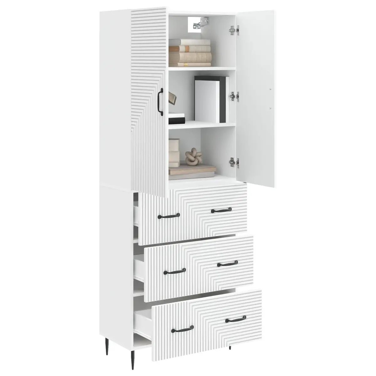 Storage Cabinet Set 2 pcs Adjustable Shelves 66 x 34.5 x 90 cm White