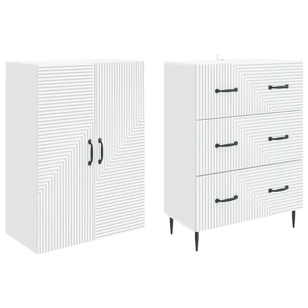 Storage Cabinet Set 2 pcs Adjustable Shelves 66 x 34.5 x 90 cm White