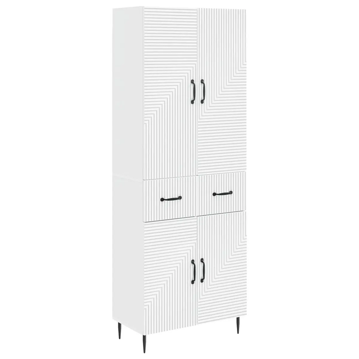 Cabinet Set 2 pcs White Storage Furniture Engineered Wood Lounge Study Organiser
