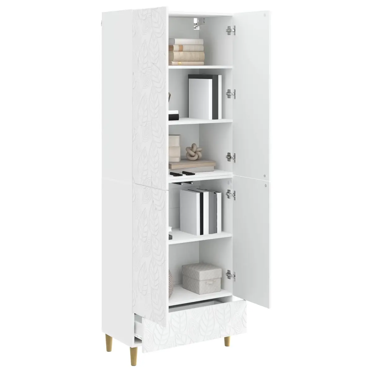 Cabinet Set 2 Pieces White Storage Furniture Drawers Shelves Home Office