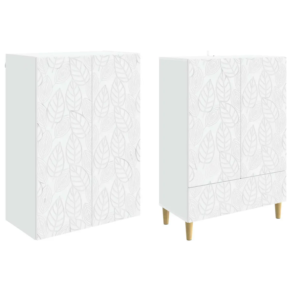 Cabinet Set 2 Pieces White Storage Furniture Drawers Shelves Home Office
