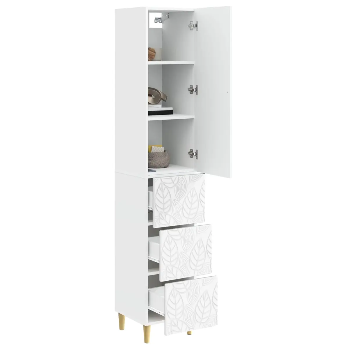 White Storage Cabinet Set 2 pcs Organizing and Storing Items 33 x 34.5 x 90 cm Engineered Wood