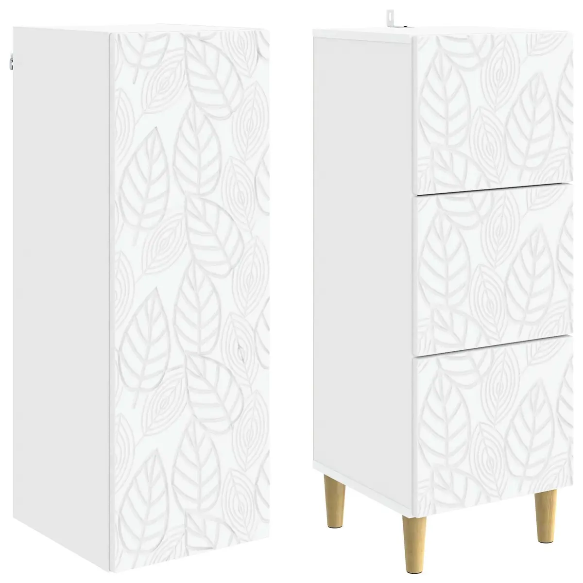 White Storage Cabinet Set 2 pcs Organizing and Storing Items 33 x 34.5 x 90 cm Engineered Wood