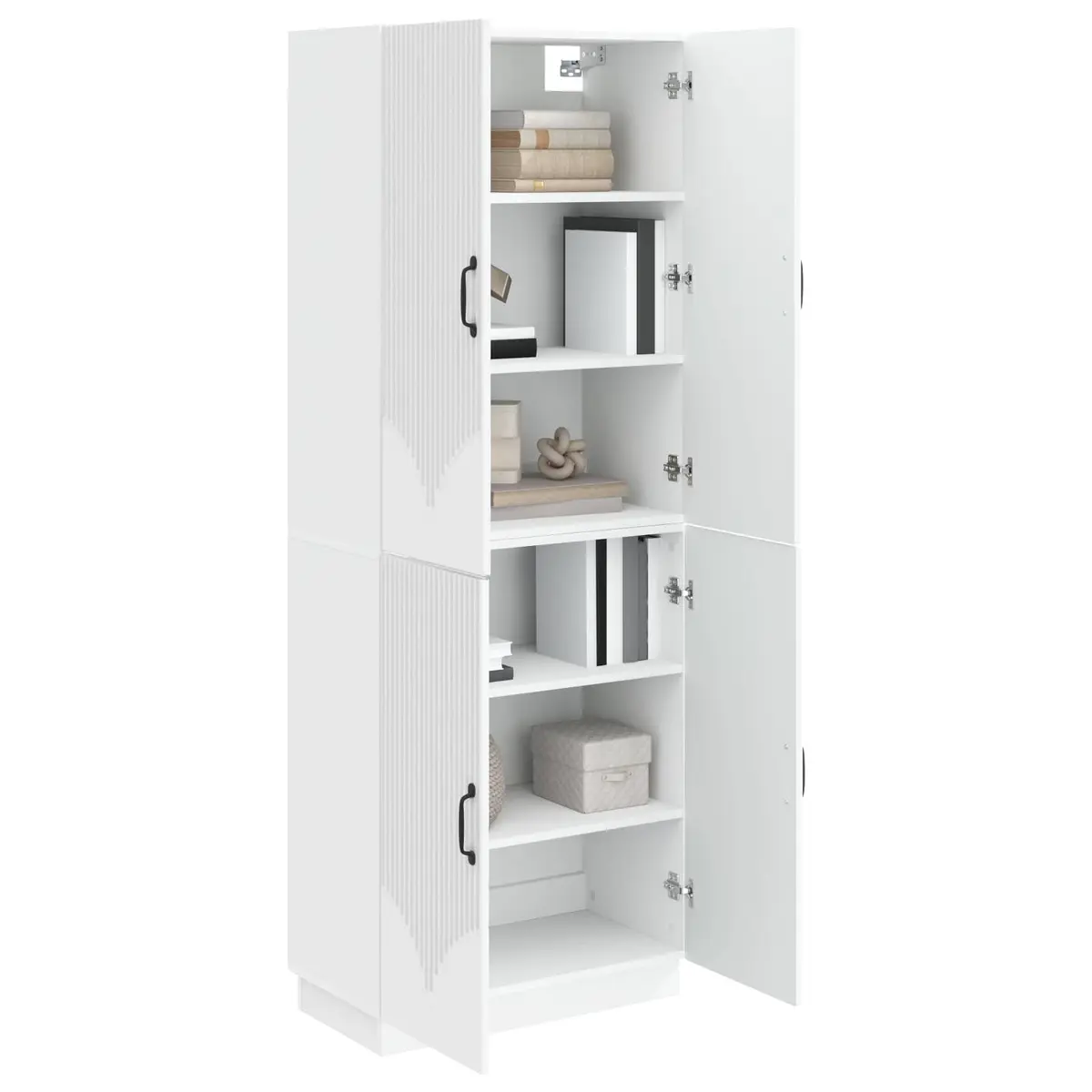 Cabinet Set 2 Piece Storage Furniture Indoor Outdoor White Engineered Wood