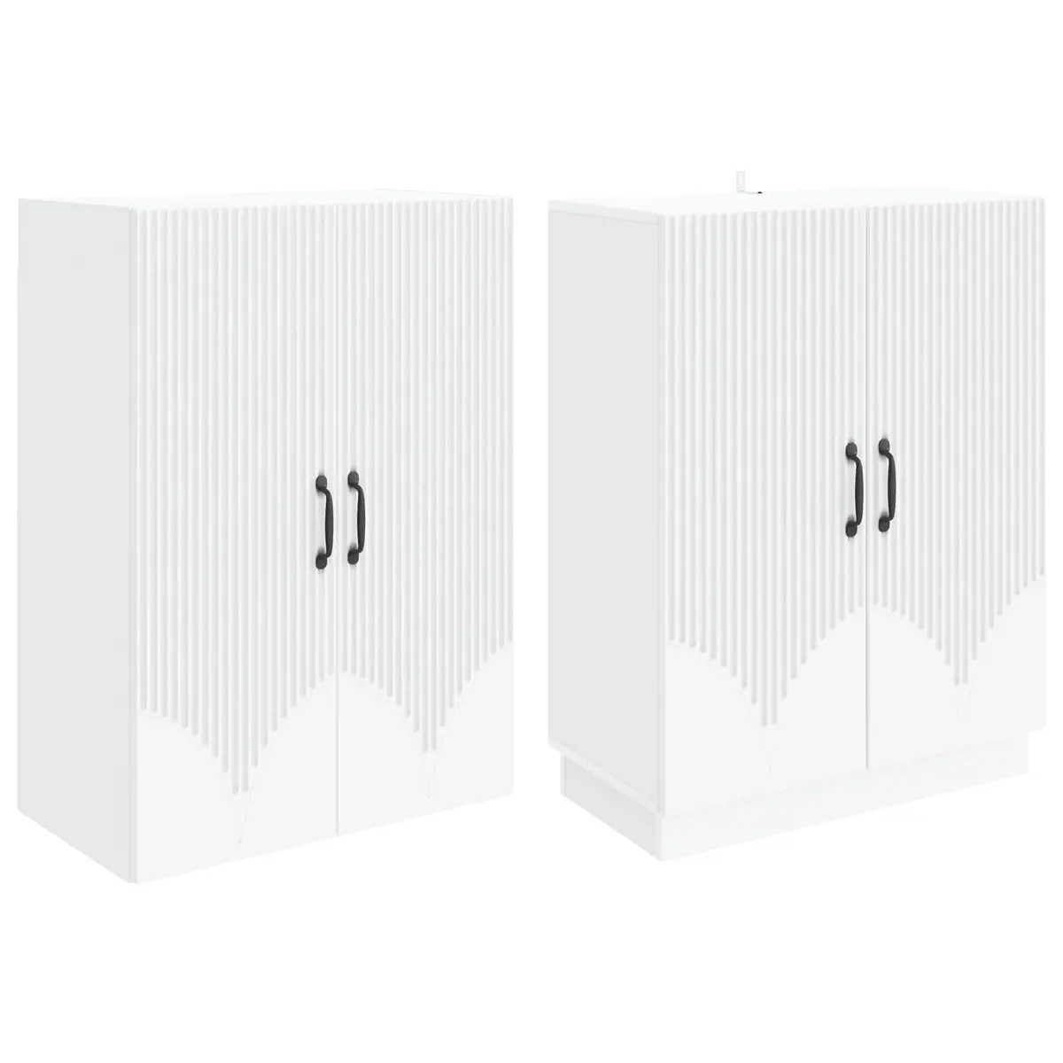 Cabinet Set 2 Piece Storage Furniture Indoor Outdoor White Engineered Wood