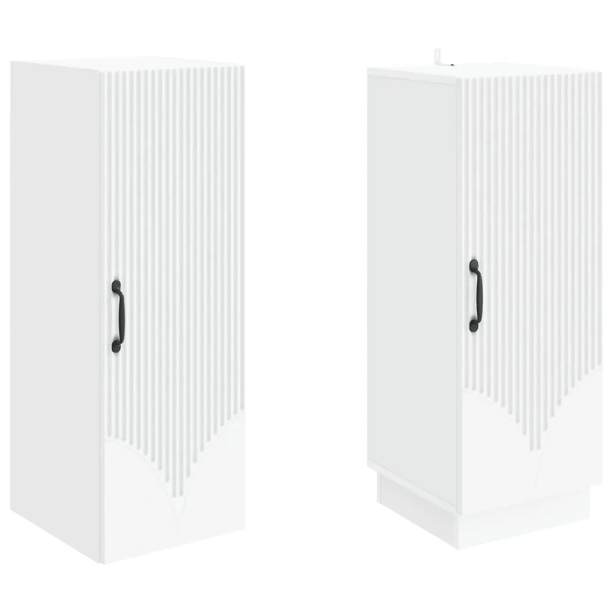 Cabinet Set 2 Pieces White Storage Furniture Living Room Modern Design