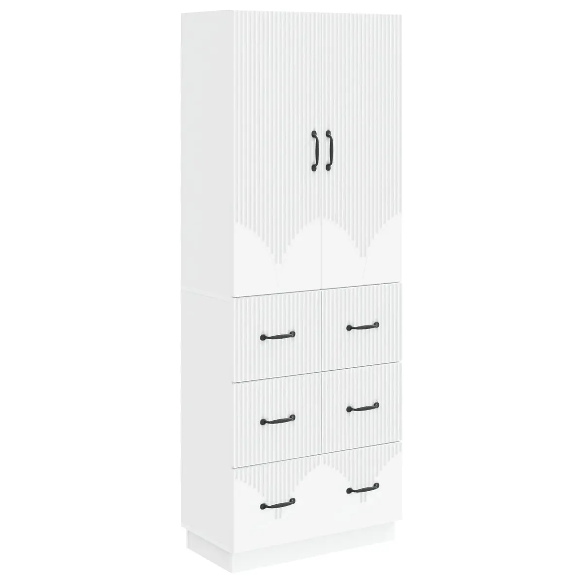 Storage Cabinet Set 2 pcs White 66 x 34.5 x 87 cm Shelving Organisers