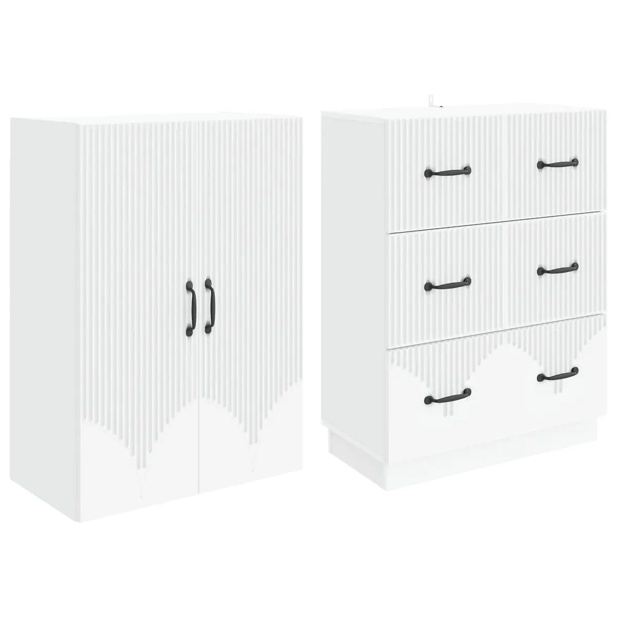 Storage Cabinet Set 2 pcs White 66 x 34.5 x 87 cm Shelving Organisers