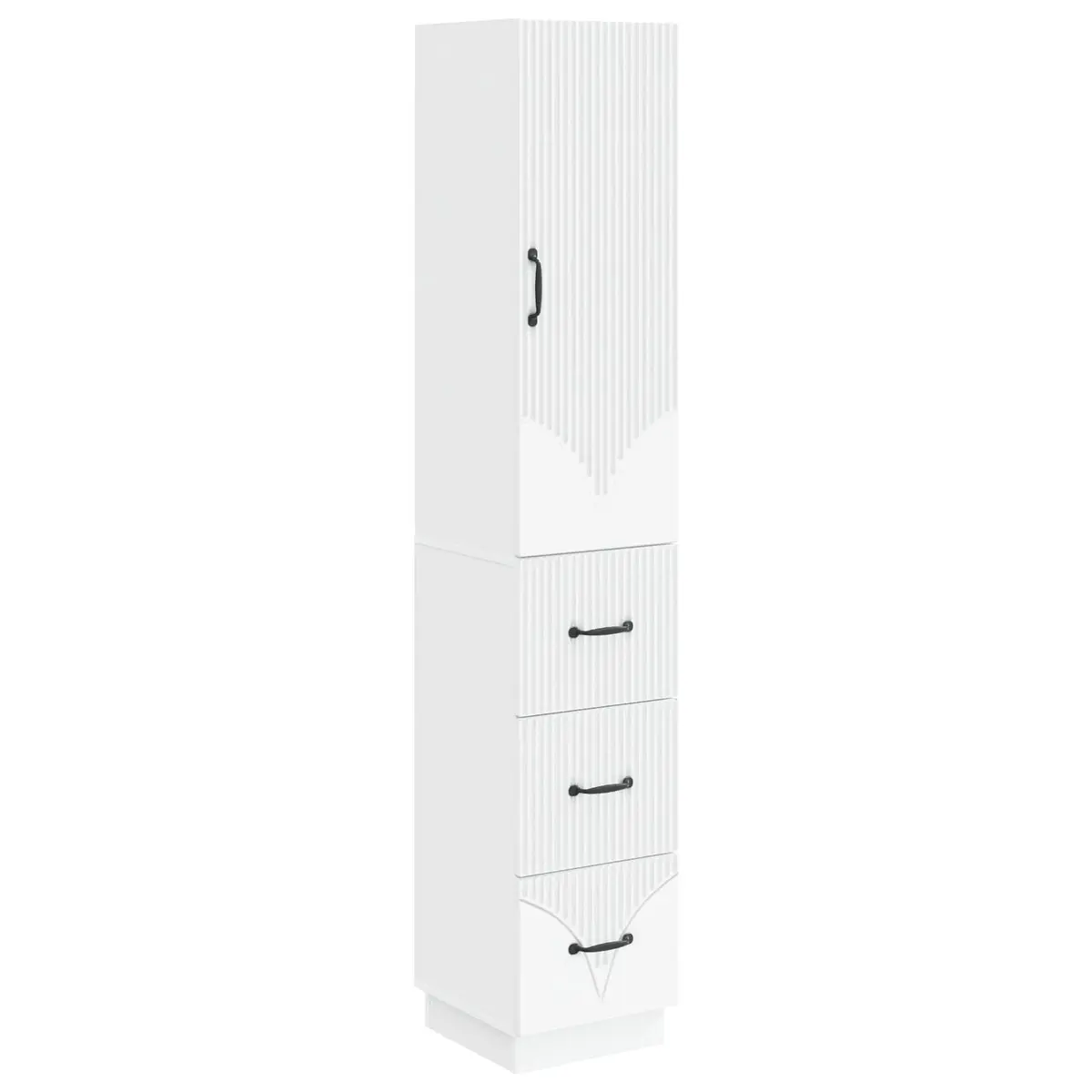 Storage Cabinet Set 2 pcs White Modern Sliding Doors Shelves Drawers Organizer