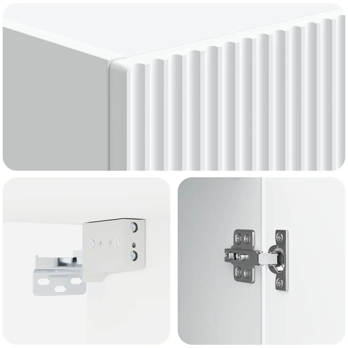Storage Cabinet Set 2 pcs White Modern Sliding Doors Shelves Drawers Organizer