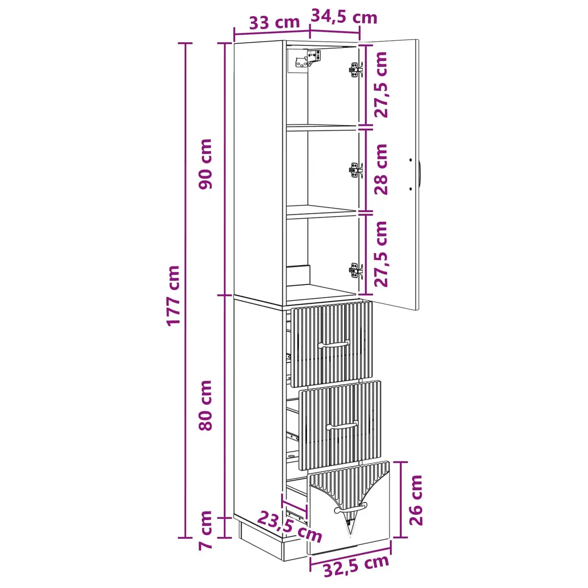 Storage Cabinet Set 2 pcs White Modern Sliding Doors Shelves Drawers Organizer