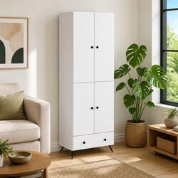 Reliable White Cabinet Set - 2 Pieces with LED Lights