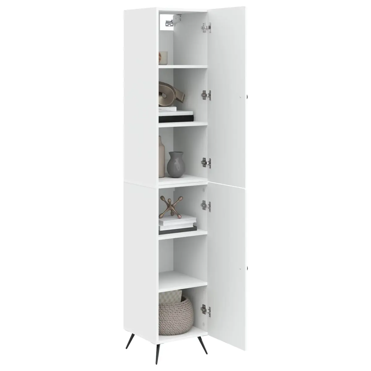 Cabinet Set 2 Pcs White Engineered Wood Storage Furniture Living Room Bedroom