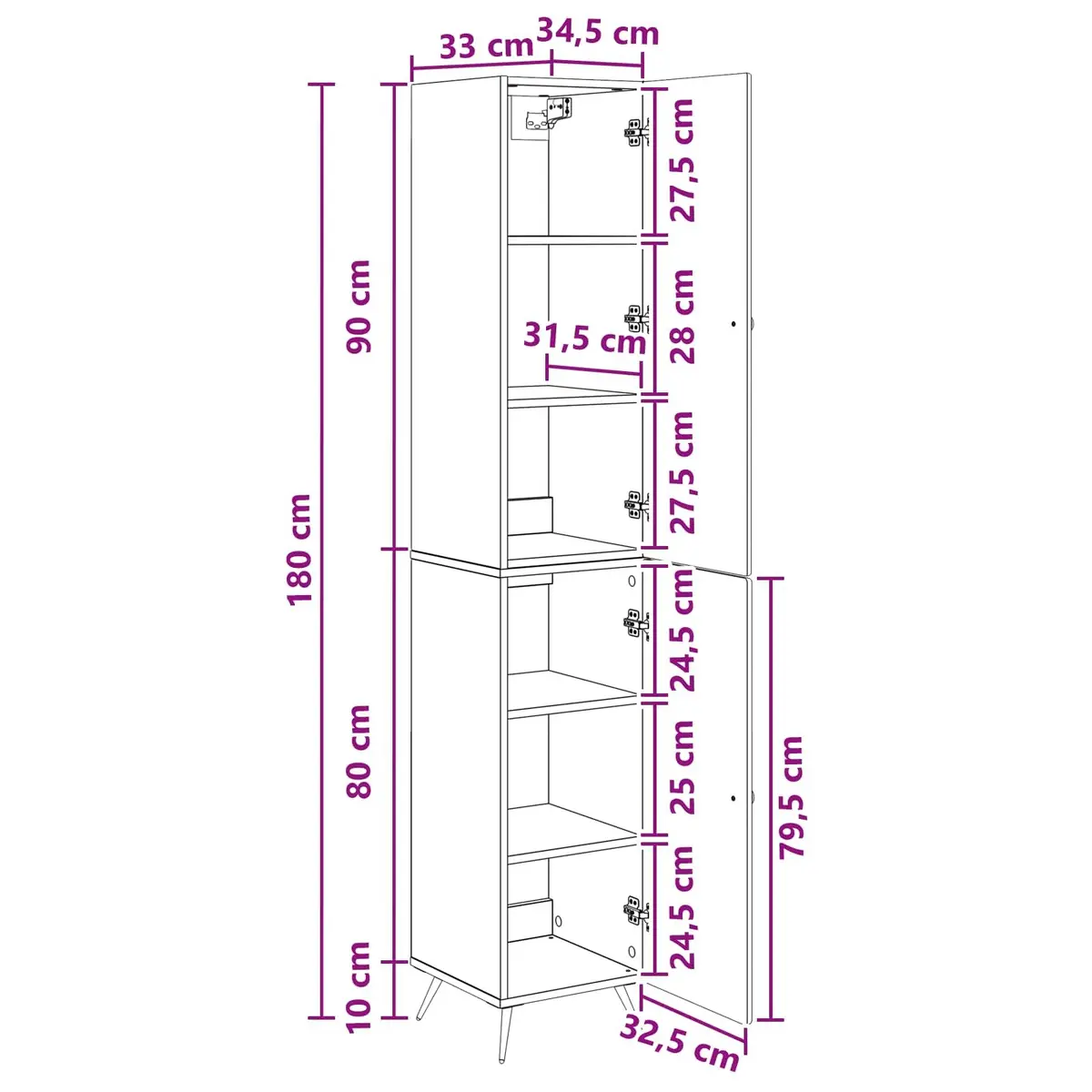 Cabinet Set 2 Pcs White Engineered Wood Storage Furniture Living Room Bedroom