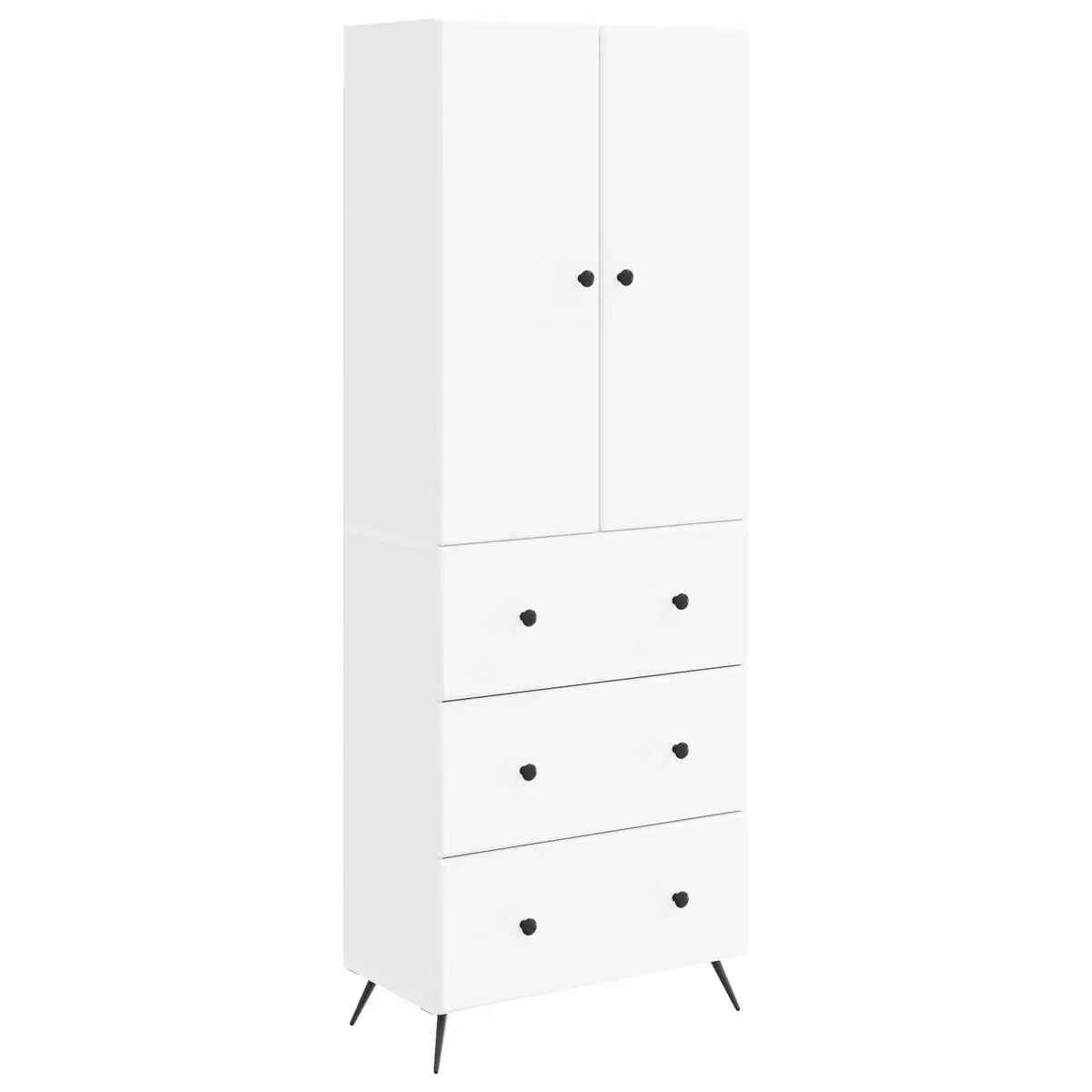 Storage Cabinet Set 2 pcs White 66 x 34.5 x 90 cm Sliding Doors Shelves Drawers