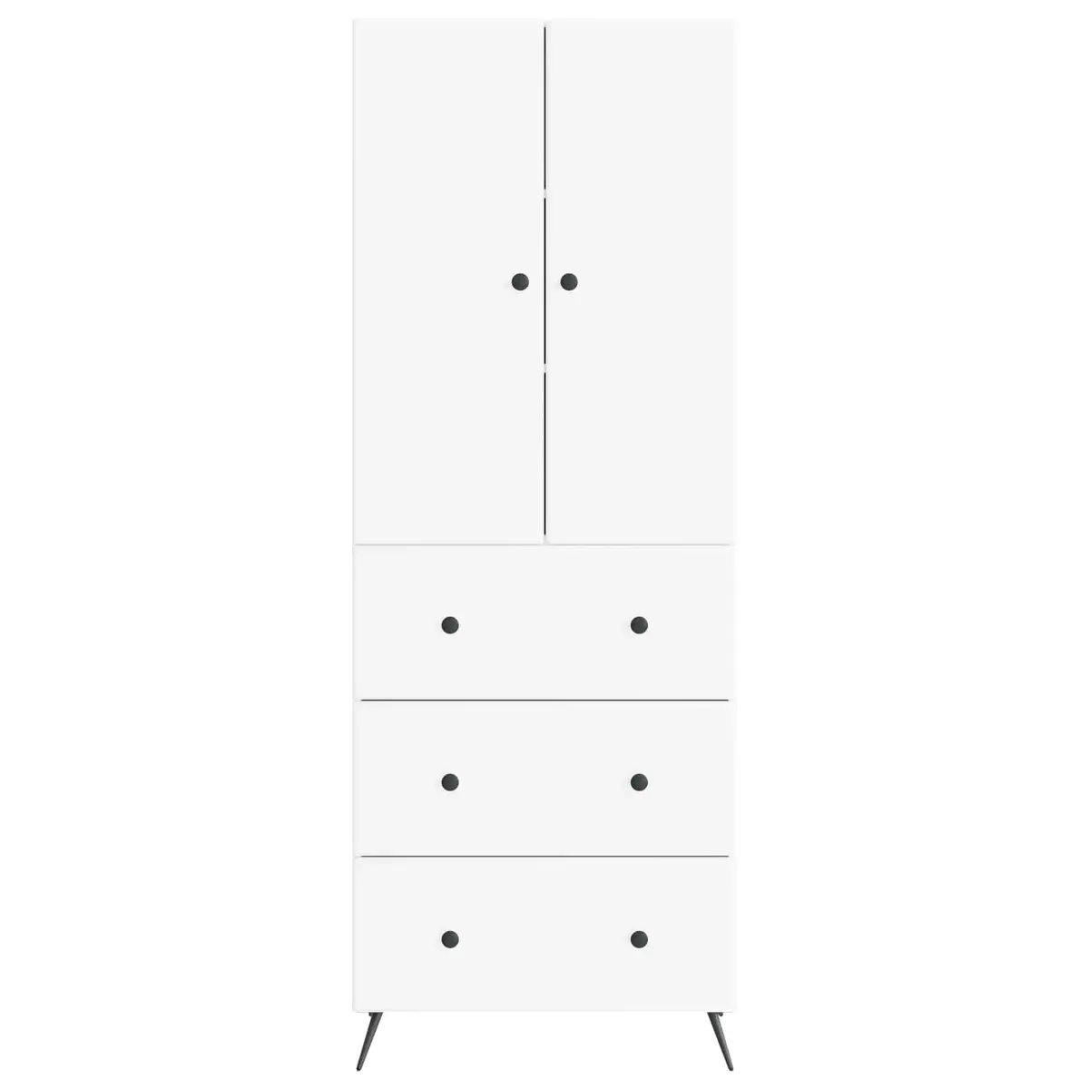 Storage Cabinet Set 2 pcs White 66 x 34.5 x 90 cm Sliding Doors Shelves Drawers