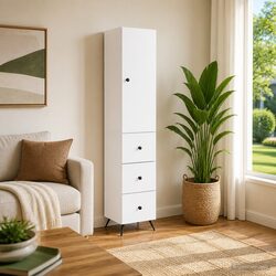 Storage Cabinet Set 2 pcs White 34.5 x 34.5 x 90 cm Engineered Wood Sliding