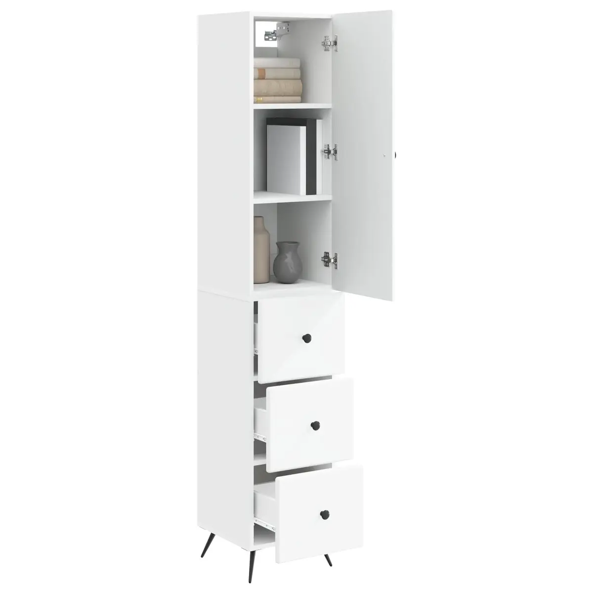 Storage Cabinet Set 2 pcs White 34.5 x 34.5 x 90 cm Engineered Wood Sliding