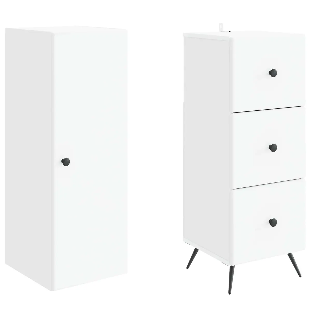 Storage Cabinet Set 2 pcs White 34.5 x 34.5 x 90 cm Engineered Wood Sliding
