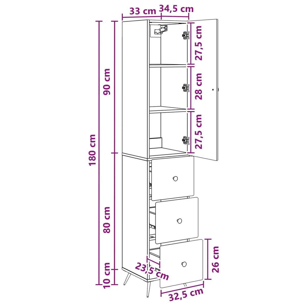 Storage Cabinet Set 2 pcs White 34.5 x 34.5 x 90 cm Engineered Wood Sliding