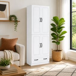 Reassuring White Cabinet Set, Practical Storage Solution