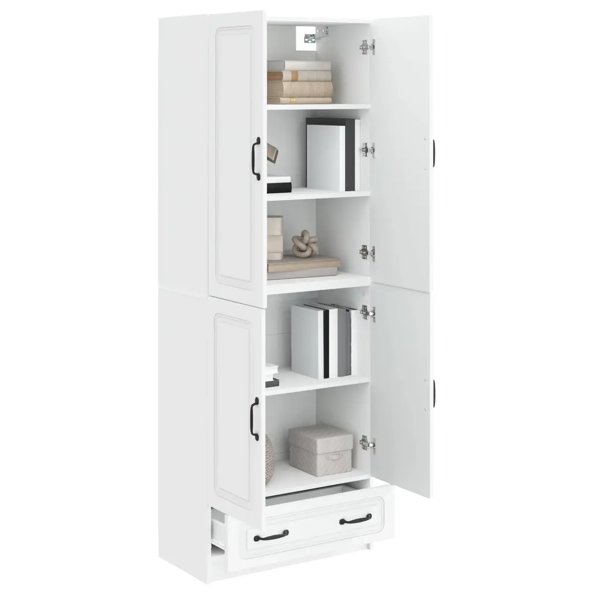 Cabinet Set 2 Pieces Home Storage Engineered Wood White