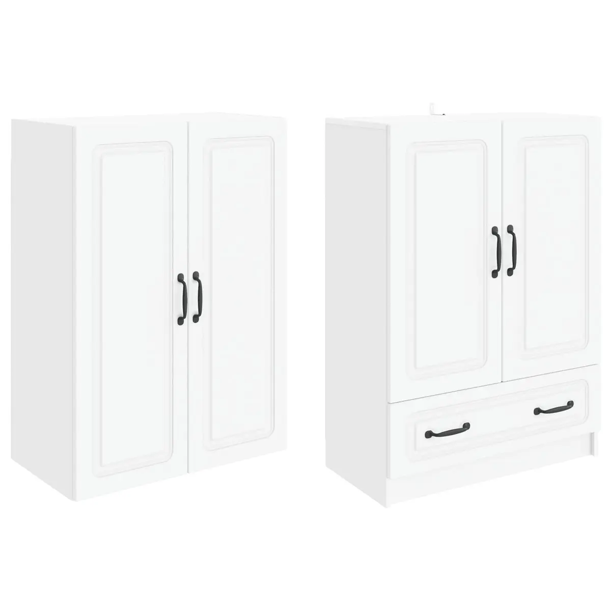 Cabinet Set 2 Pieces Home Storage Engineered Wood White