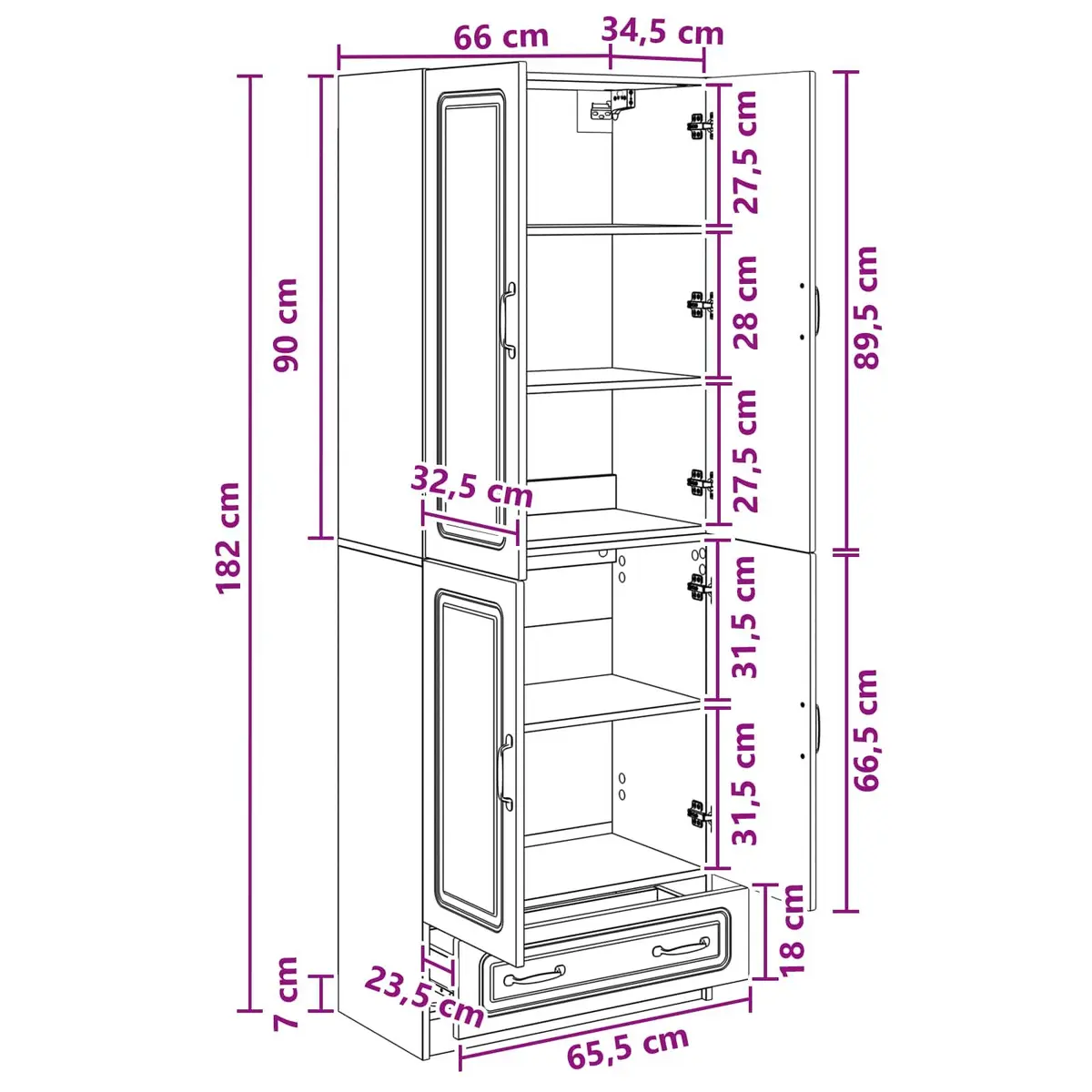 Cabinet Set 2 Pieces Home Storage Engineered Wood White