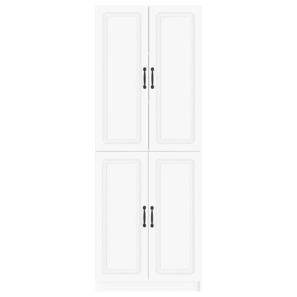 White Engineered Wood Cabinet Set 2 Piece Storage Furniture Compartment Shelves