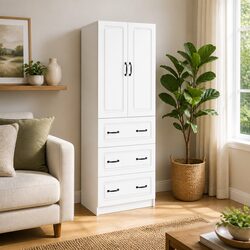 Warm and Practical White Storage Cabinet Duo