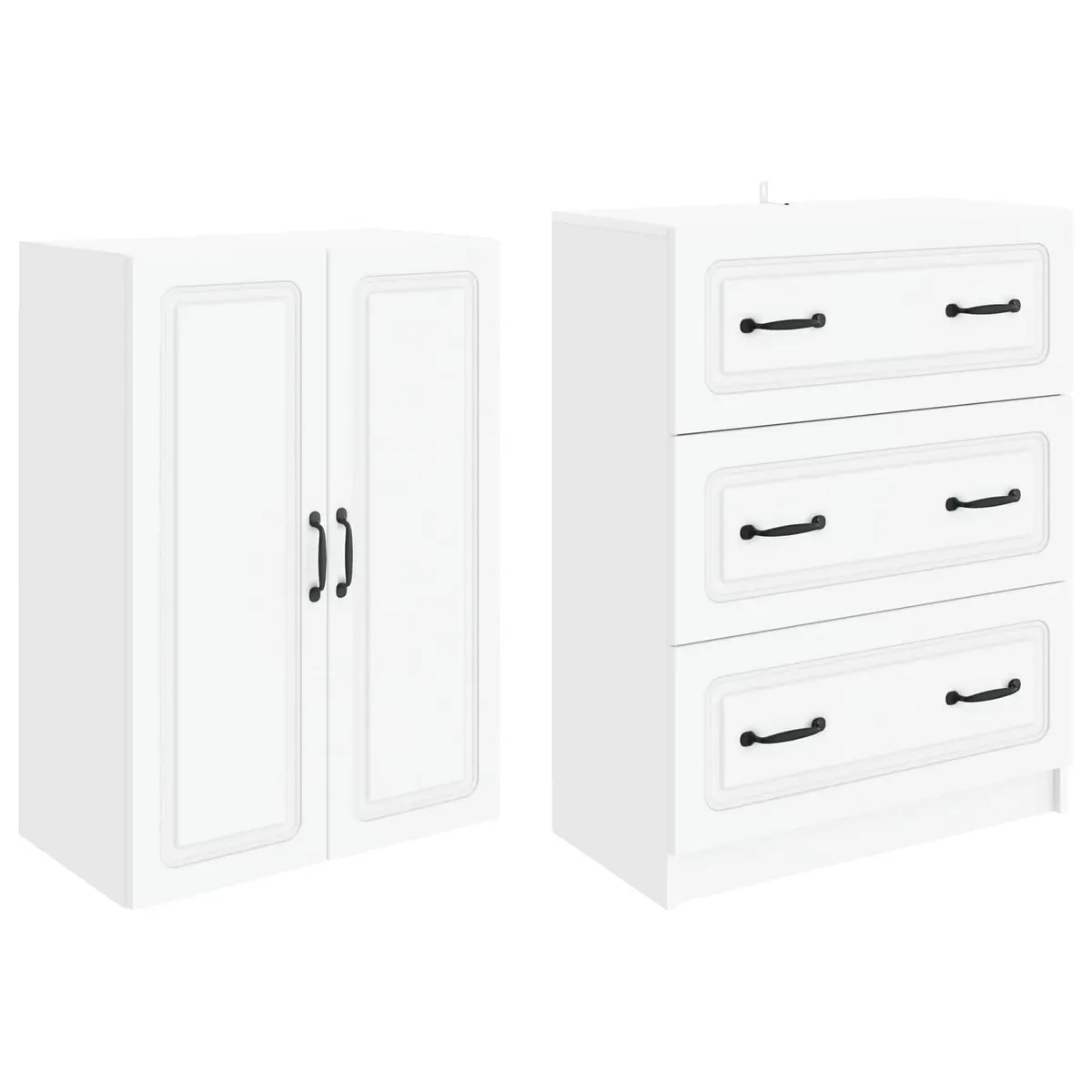 Storage Cabinet Set 2 pcs White Modern Furniture Hallway Bedroom Lounge