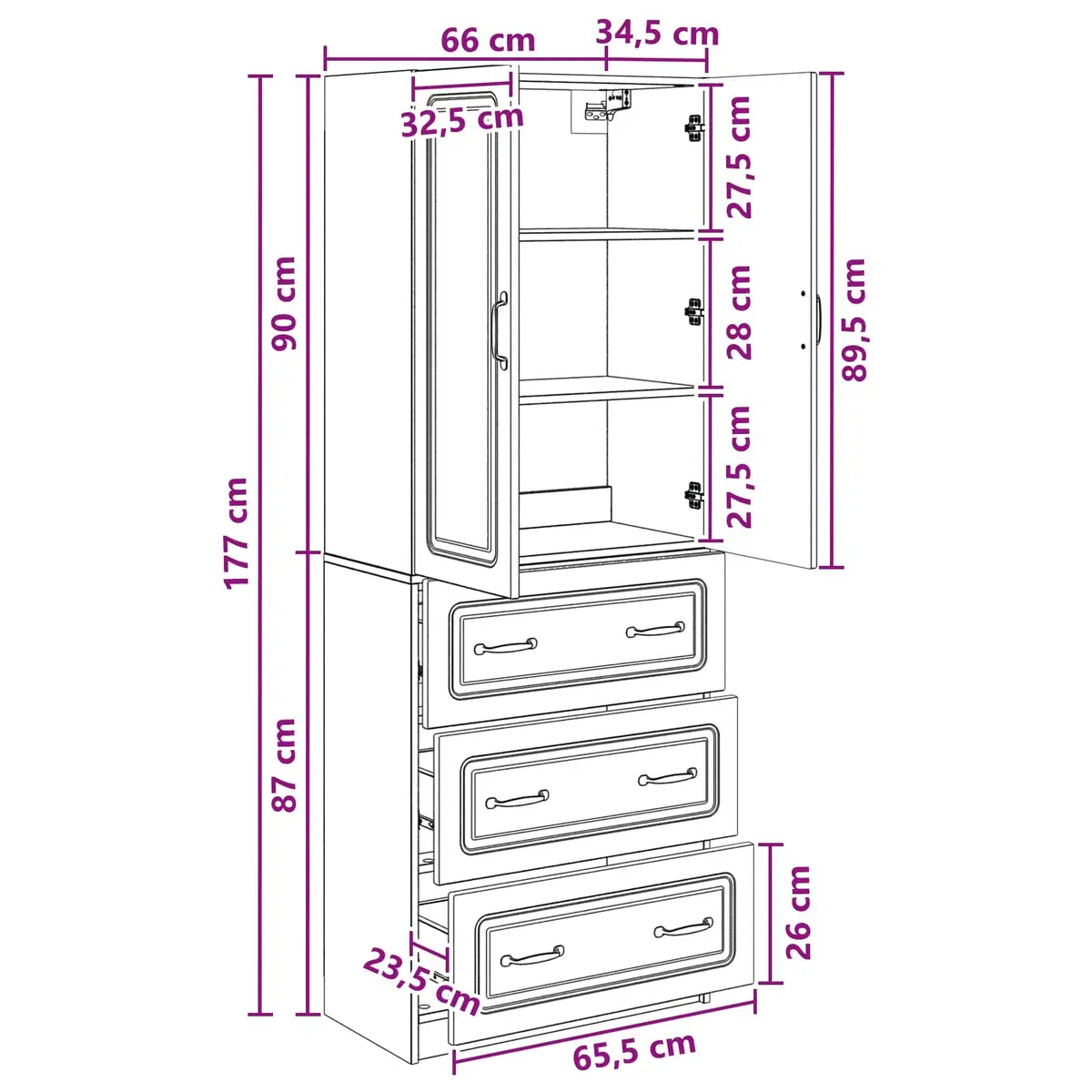 Storage Cabinet Set 2 pcs White Modern Furniture Hallway Bedroom Lounge