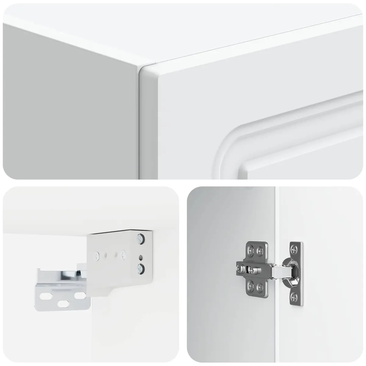 White Storage Cabinets Set 2 Pieces with Drawers Shelves LED Light 33x34.5x87cm