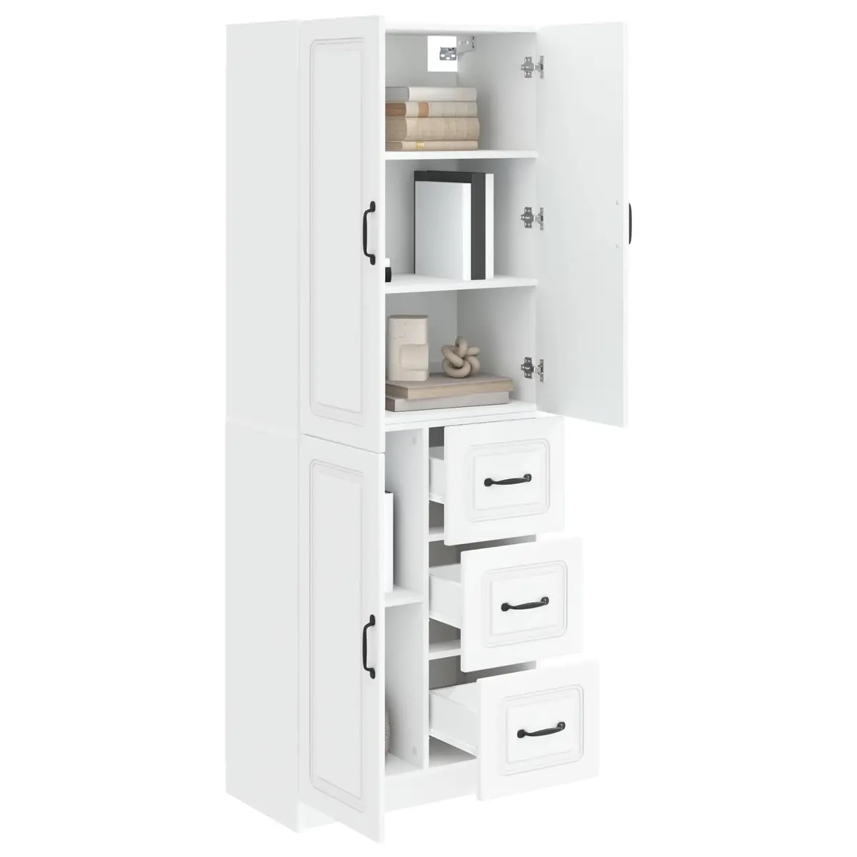 Cabinet Set 2 Pieces Storage Modern White Furniture Living Room Organiser
