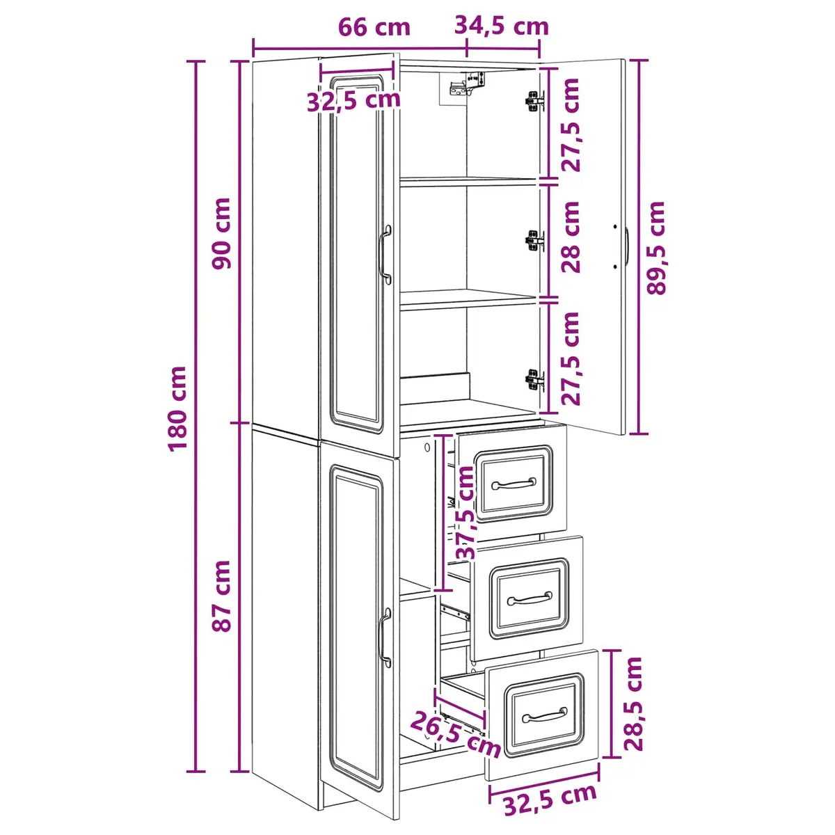 Cabinet Set 2 Pieces Storage Modern White Furniture Living Room Organiser