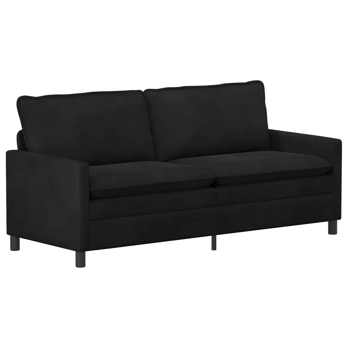 2 Piece Black Velvet Sofa Set