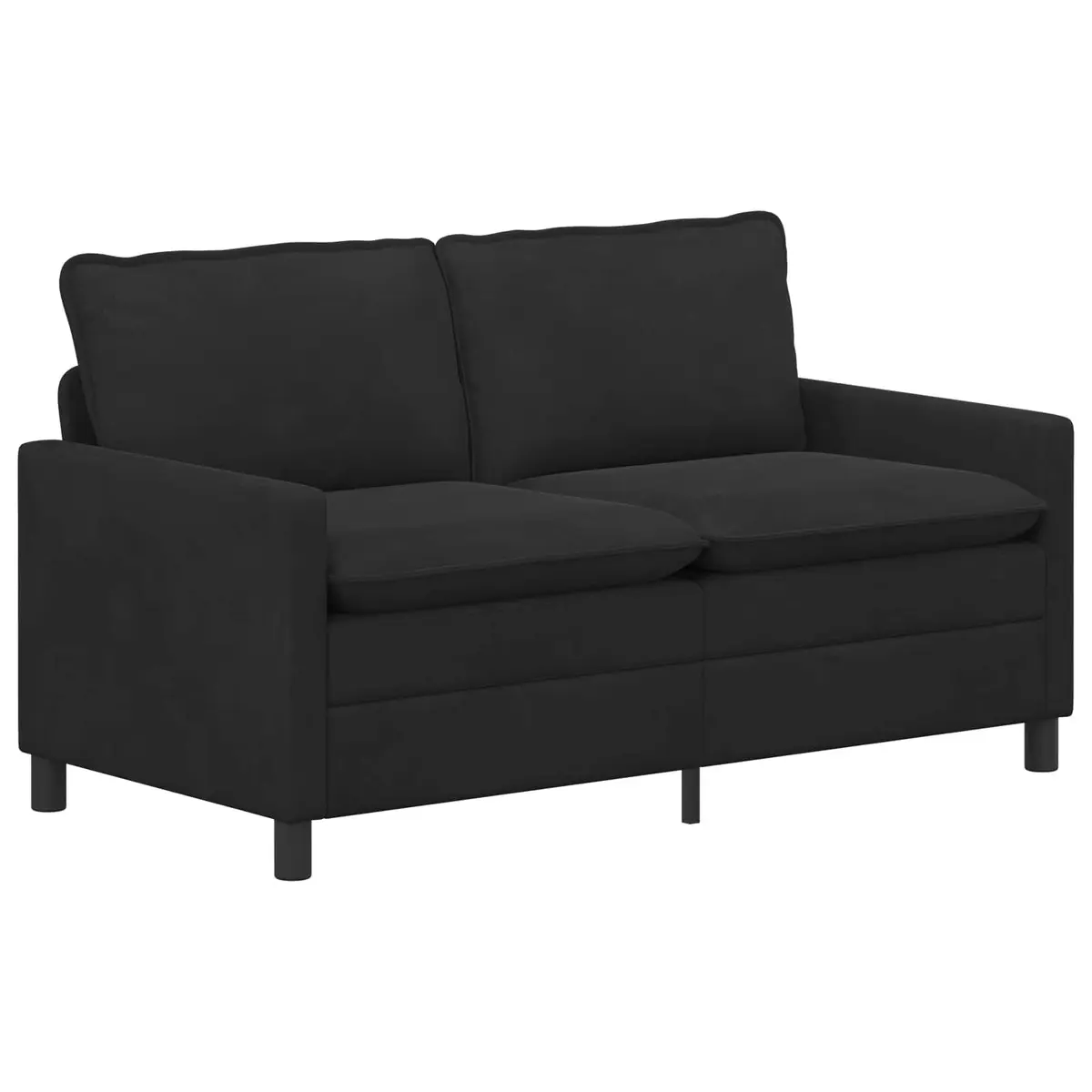2 Piece Black Velvet Sofa Set