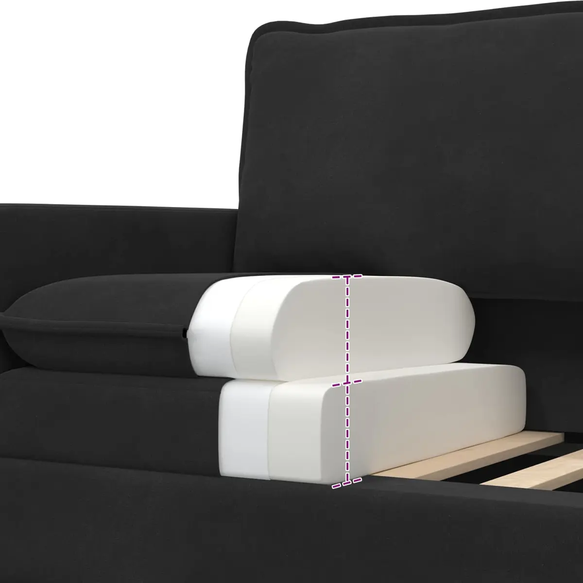 2 Piece Black Velvet Sofa Set