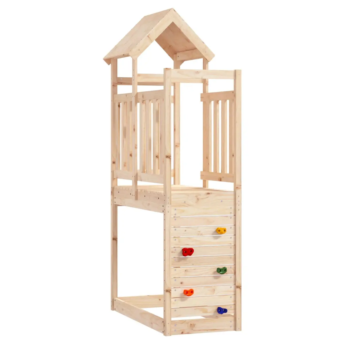 Play Tower Swing Set Slide Climbing Outdoor Kids Backyard Playground Equipment Brown 53 x 110.5 x 214 cm